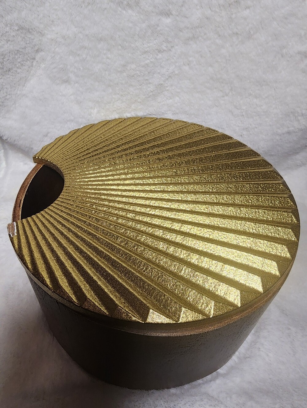 Ashland Boho Coast Tabletop Decor Gold Textured Round Decorative Box